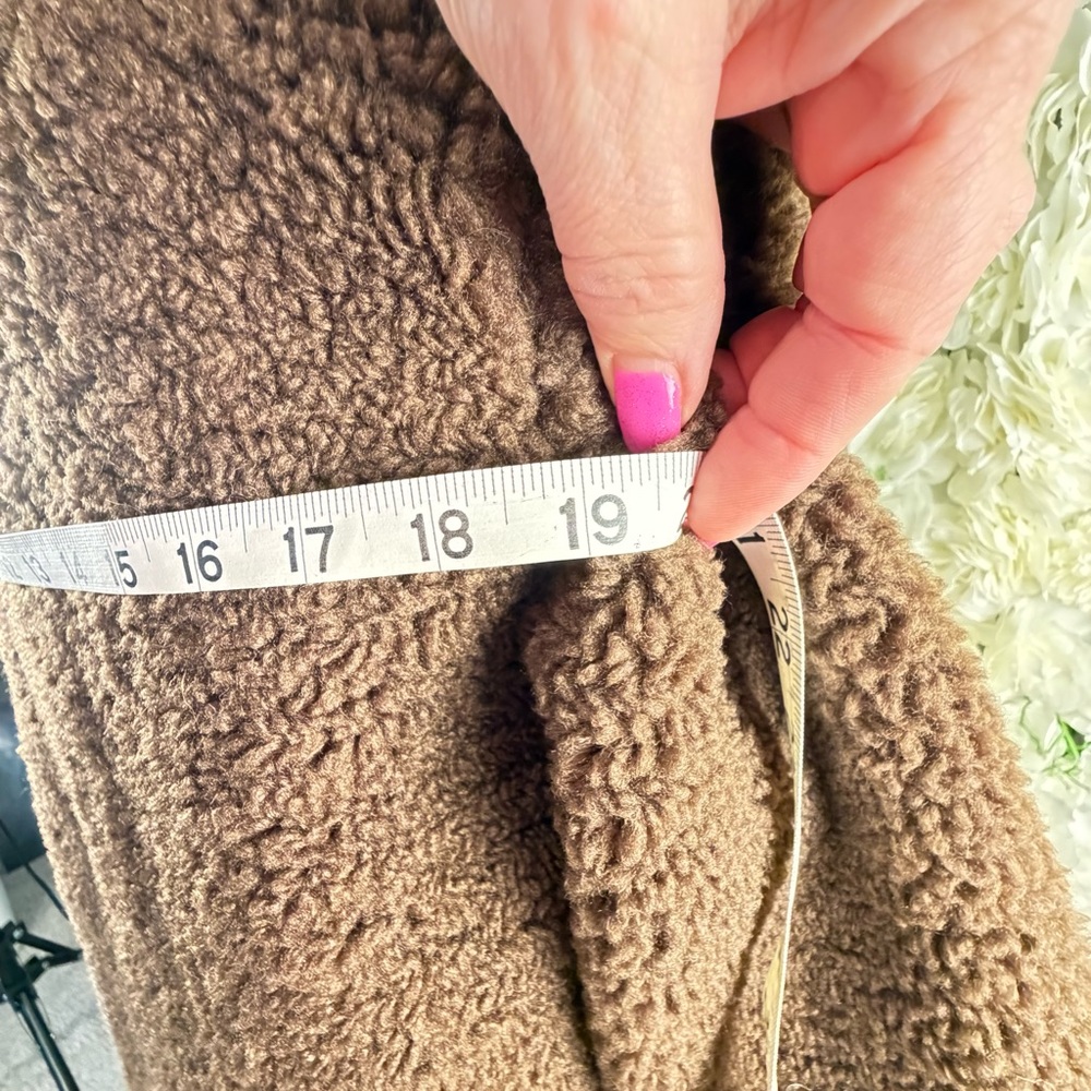 PrettyGarden Brown Teddy Sherpa Coat Jacket Large Soft Cozy Pockets - Picture 9 of 10